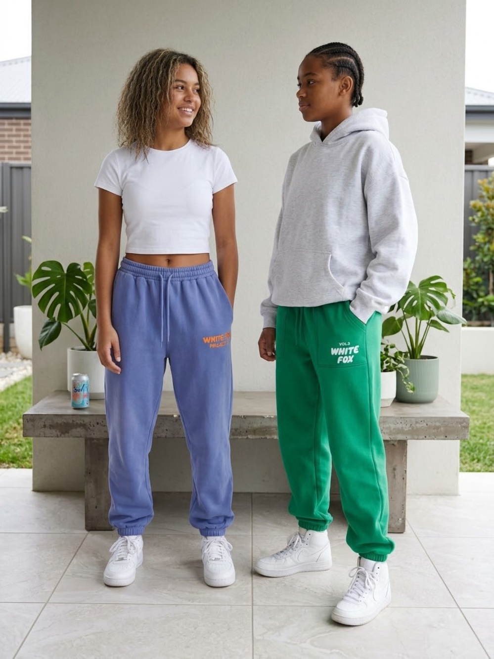 Two pairs of White Fox sweatpants